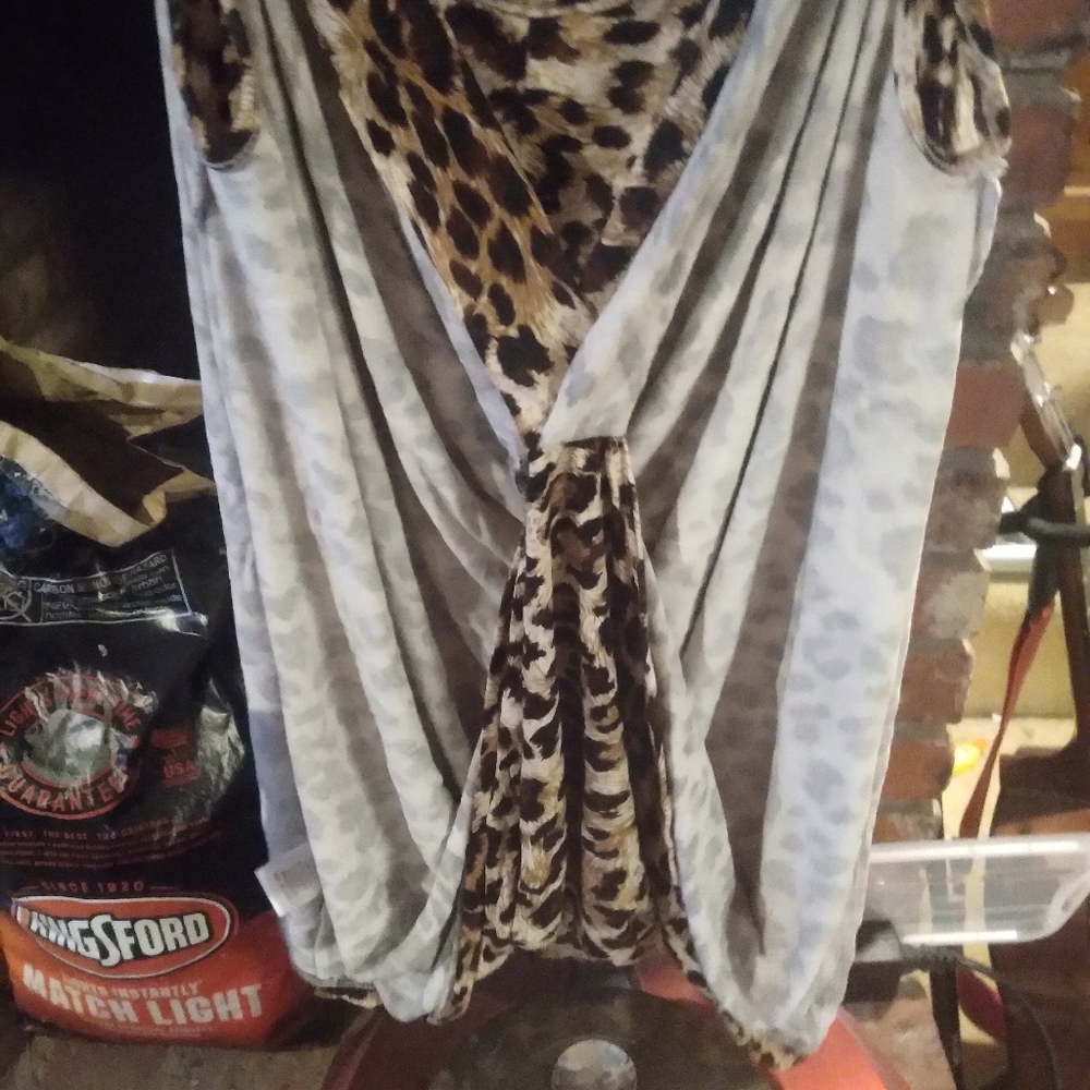 Umgee leopard spaghetti strap knot tank top